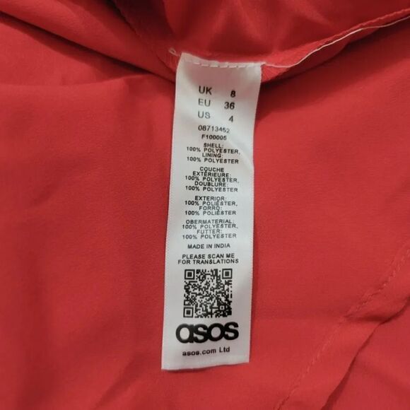 NEW ASOS Design Pleated Bandeau Double Layer Midi Dress in Soft Red Size 4 - Picture 8 of 11